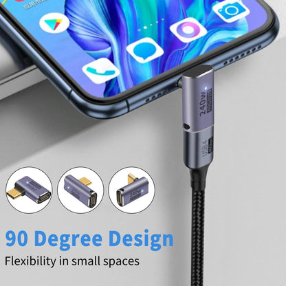Duttek USB C 90 Degree Adapter (3 Pack), Right Angle, Middle Angle and Side Angle 90 Degree Right Angle Type C Male to Female Adapter Support 240W Power Delivery, for Laptop, Tablet and Phones