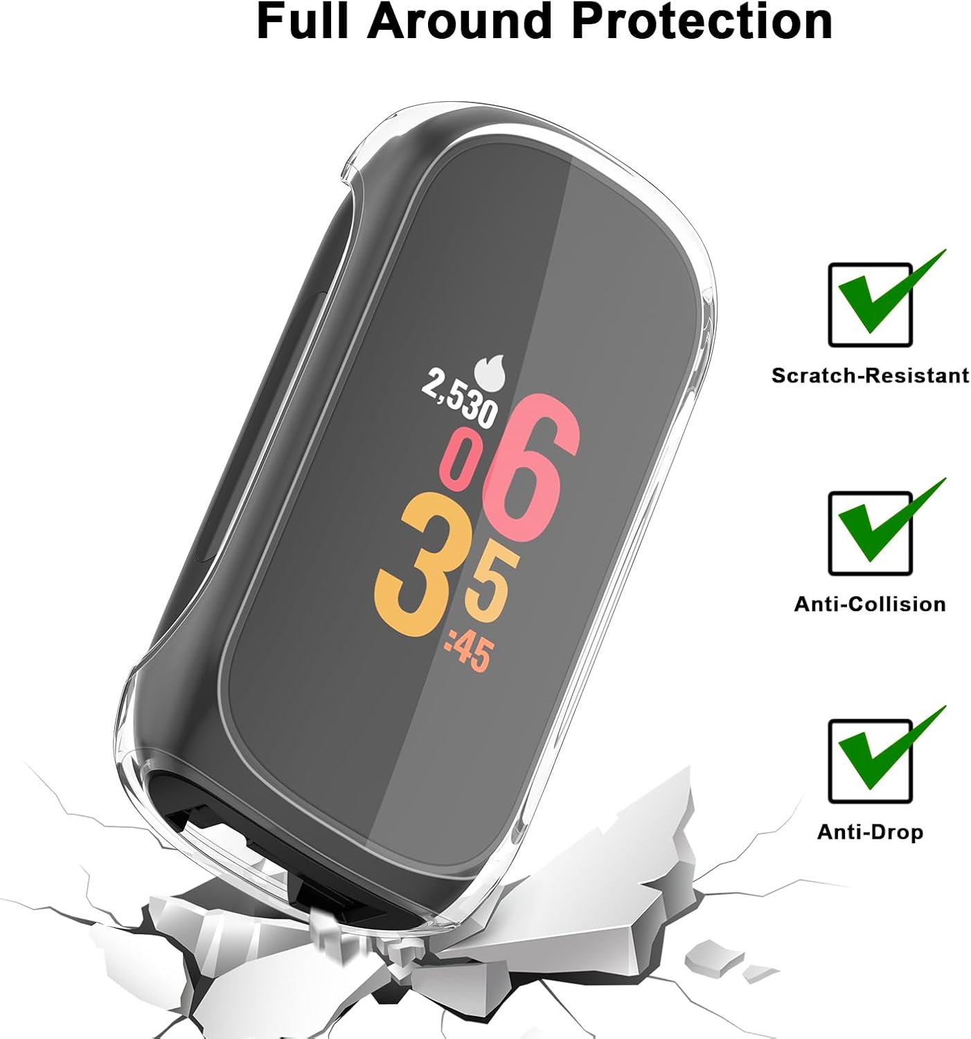 [3-Pack] Case for Fitbit Inspire 3 Screen Protector, Soft TPU Full Around Protective Cover Bumper for Fitbit Inspire 3 Fitness Tracker (Black/Silver/Clear)