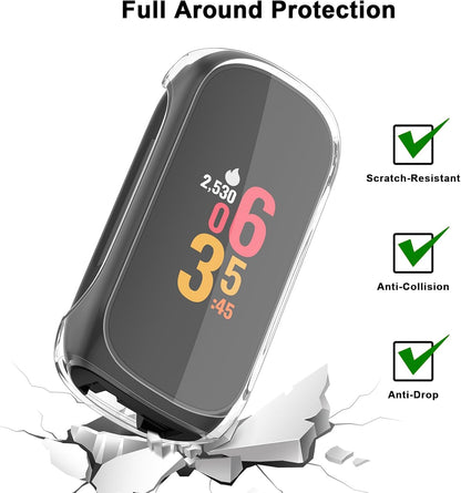 [3-Pack] Case for Fitbit Inspire 3 Screen Protector, Soft TPU Full Around Protective Cover Bumper for Fitbit Inspire 3 Fitness Tracker (Black/Silver/Clear)