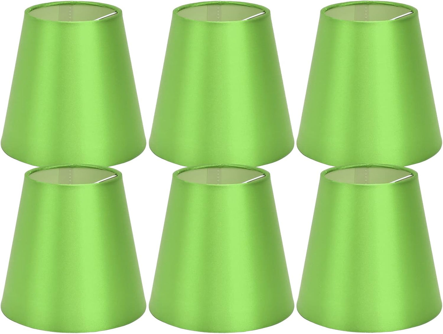 6PCS E14 Lamp Shade Set | Fabric Lampshades for Table/Ceiling Lamps | Sturdy Iron Frame & Soft Fabric | Bedroom/Living Room Lighting | Compatible with E14 Bulbs (Fluorescent Green PX157)