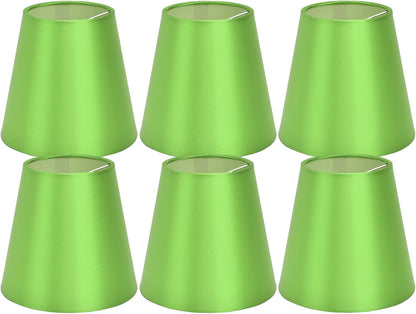 6PCS E14 Lamp Shade Set | Fabric Lampshades for Table/Ceiling Lamps | Sturdy Iron Frame & Soft Fabric | Bedroom/Living Room Lighting | Compatible with E14 Bulbs (Fluorescent Green PX157)