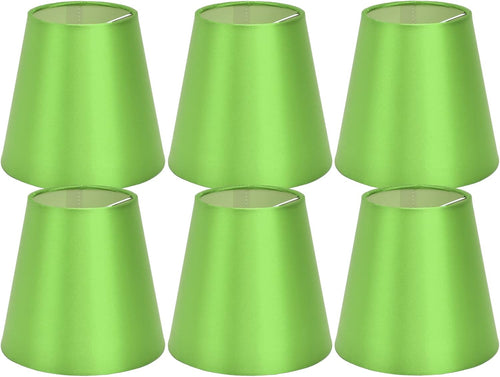6PCS E14 Lamp Shade Set | Fabric Lampshades for Table/Ceiling Lamps | Sturdy Iron Frame & Soft Fabric | Bedroom/Living Room Lighting | Compatible with E14 Bulbs (Fluorescent Green PX157)