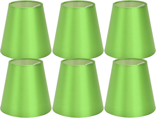 6PCS E14 Lamp Shade Set | Fabric Lampshades for Table/Ceiling Lamps | Sturdy Iron Frame & Soft Fabric | Bedroom/Living Room Lighting | Compatible with E14 Bulbs (Fluorescent Green PX157)