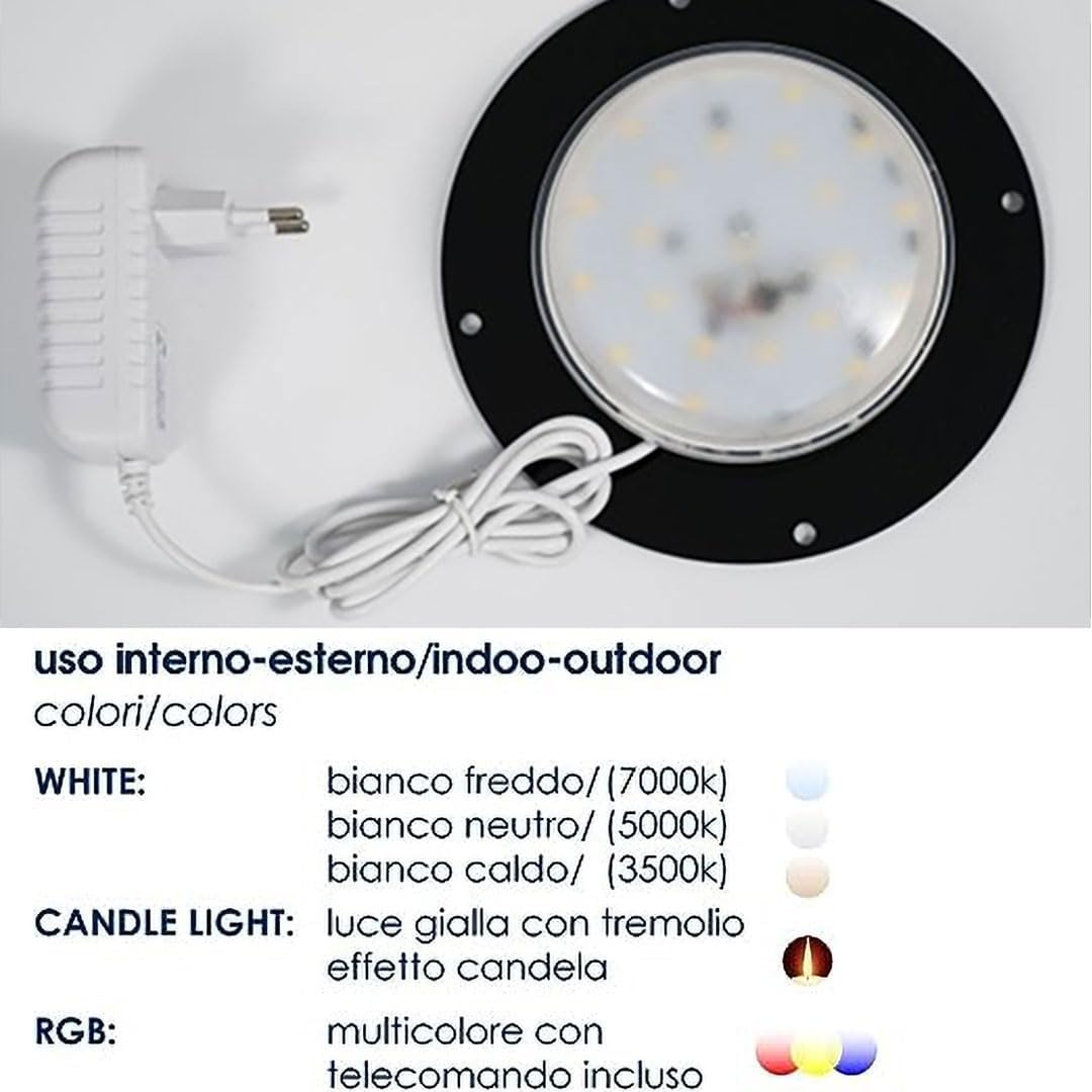 Danieli Garden Light Ball 40 cm Made in Italy | Sphere M LED Warm Light | LED Ball Shape Garden Lights Outdoor-Indoor | IP20 Transformer 1.1 m and IP67 LED