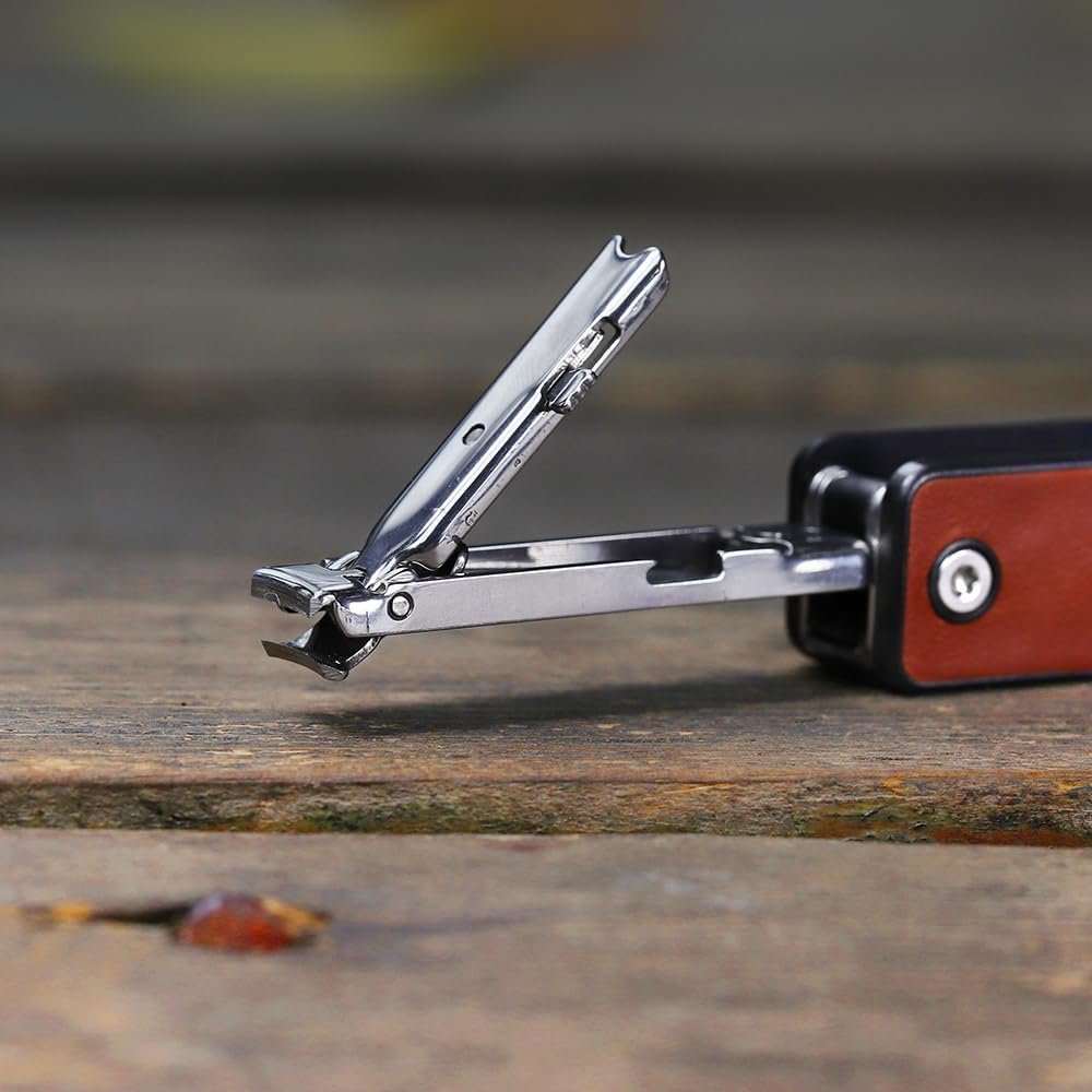 ROXON M4 10 in 1 Portable Nail Clipper Multi Tool with Leather,Utility Tool with Safety Lockable Small Knife,Scissors,File,Bottle Opener,Screwdriver,Personal Care Gadgets and Useful Gift for All