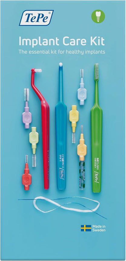 TePe Implant Care Kit, 11 Home Implant Maintenance Products, Interdental Cleaning Tools, Special Toothbrushes for Good Oral Hygiene