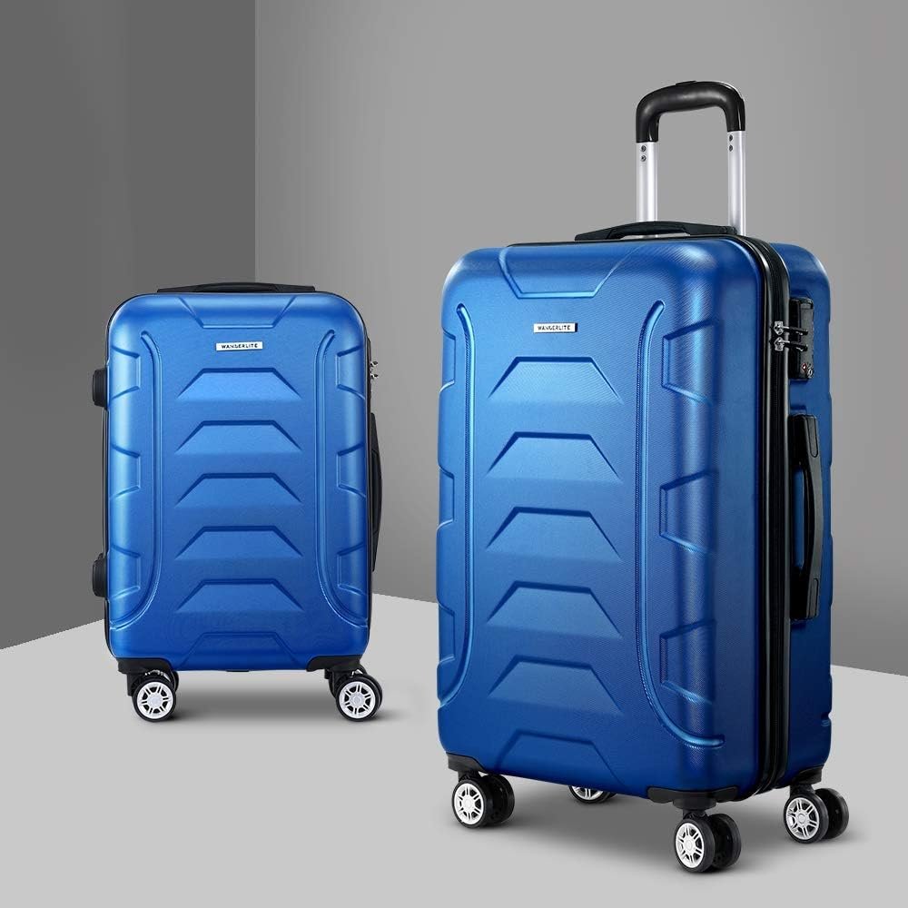 Wanderlite 2-Piece Luggage Set (55cm & 75cm), ABS Hard Shell Suitcases with TSA Lock, 360Â° Dual Spinner Wheels - Blue