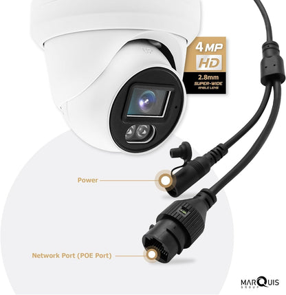 4MP PoE IP Turret Dome Camera with Audio, IP Security Camera Outdoor Rated, Waterproof IP66, 108° Wide Angle 2.8mm Lens NDAA Compliant (Color Night)