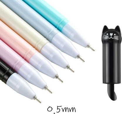 12 Pieces Cute Cat Pens Cats Design Gel Ink Pens Kawaii Writing Pen and 320 Pieces Cute Cat Sticky Notes Page Bookmarks Flags Tab for Cat Lovers Kids Stationery School Office Supplies