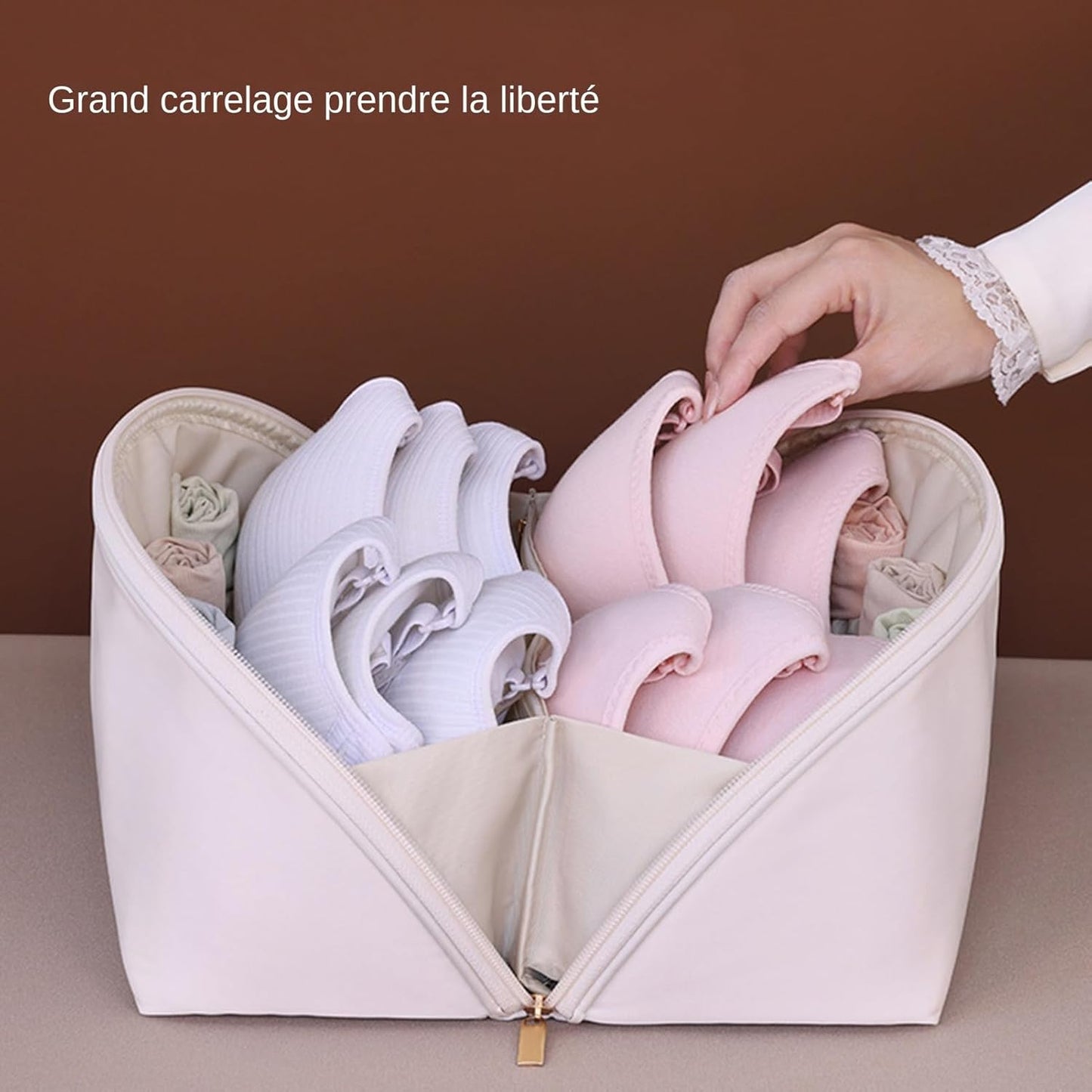 Underwear Organizer Bag, Portable Packing Cube, Multifunctional Clothes Storage Case for Bras, Underwear, Socks, Travel and Home Organization, Luggage, 5.12 x 9.84 x 5.12 in