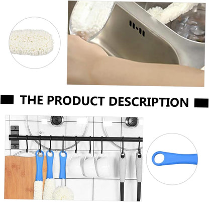 FOMIYES 3 Pcs Glassware Cleaning Tools for Wine Glasses Decanters Blue Bendable Brushes for Hard to Reach Stains Durable Kitchen Home Cleaning Essentials