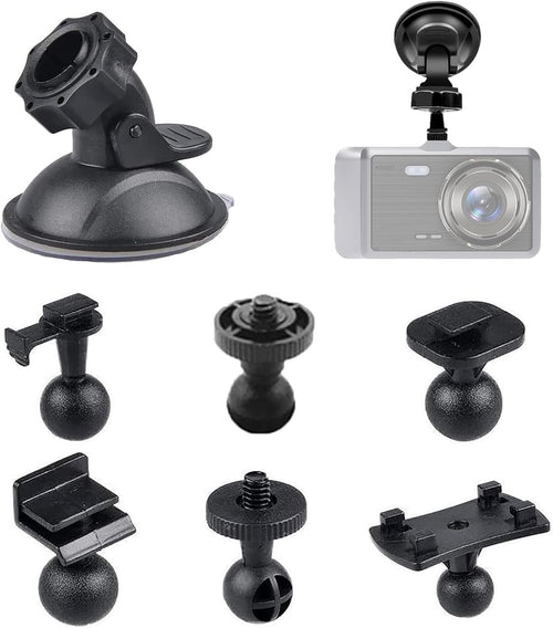 HOPEYMY26 360° Rotation Car Dash Cam Suction Cup Mount with 6 Adapters for Use in Navigation Devices, Cameras, Windscreens and Car Dashboards