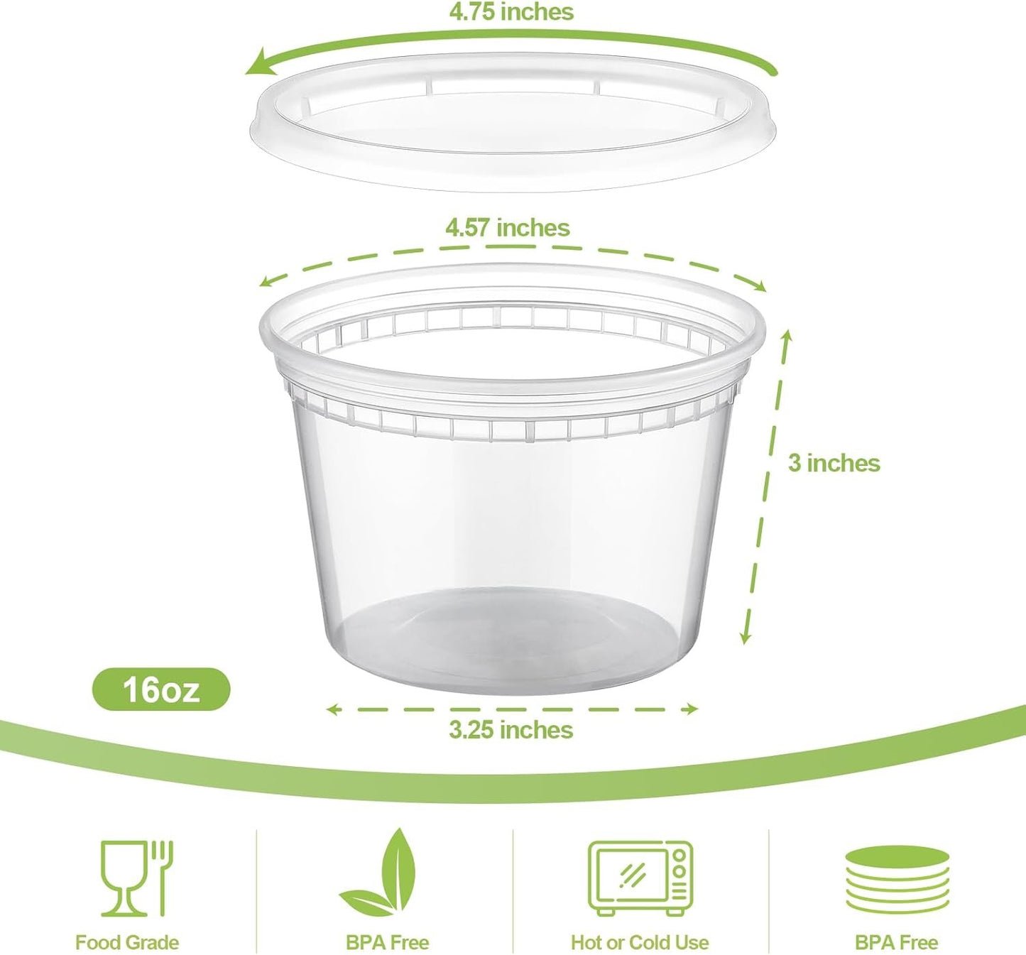 AOZITA 32 Sets 16 oz Plastic Deli Food Containers With Lids, Airtight Food Storage Containers, Freezer/Dishwasher/Microwave Safe, Soup Containers For Takeout Meal Prep Storage