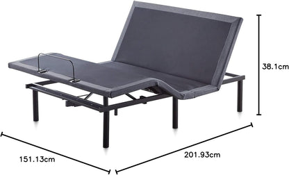 LUCID L600 Adjustable Bed Base Frame - Bluetooth Compatible with Companion App - Head and Foot Incline - Massage - Under Bed Lighting - Dual USB Charging Stations - Upholstered - Ergonomic, Queen