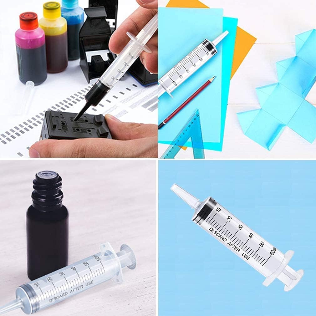 3pcs 60ml Syringe, Large Plastic Syringes with caps no needle for Scientific Labs, Measuring Liquids, Feeding Pets,Watering, Refilling,Oil or Glue Applicator