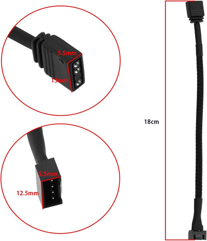 ECSiNG 2Pcs Motherboard Standard ARGB 3-Pin 5V to RGB 4-Pin Fan Adapter 16.5cm Cable Compatible with NZXT AER RGB & 2 RGB Fan Compatible with NZXT F120 RGB CORE Fan