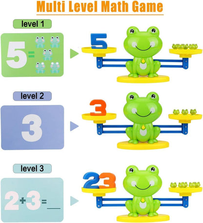 Aitbay Cool Math Game, Frog Balance Counting Toys for Boys & Girls Educational Number Toy Fun Children's Gift STEM Learning Age 3+ (63 PCS)