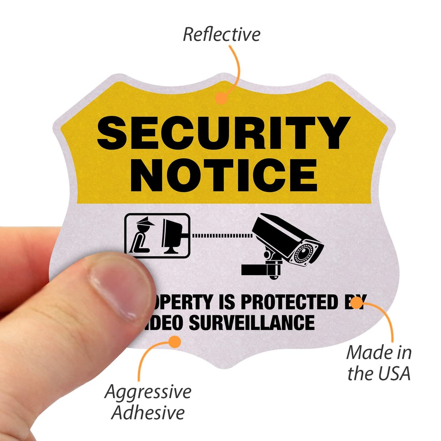 SmartSign “Protected by Video Surveillance” Security Notice Decal Set | Five Pack of 2.75"x3.25" EG Reflective Adhesive Labels, Made in USA