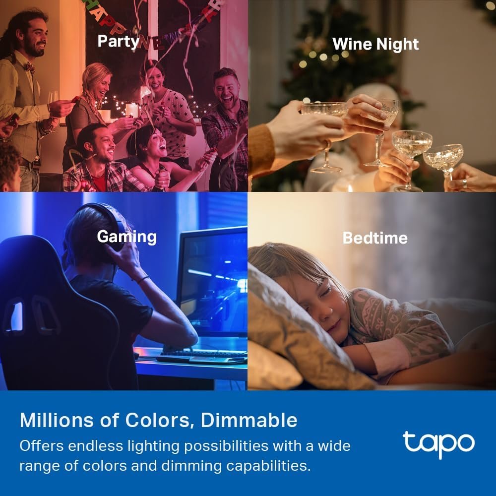 Tapo L535E E27 Smart Bulb, Alexa Light Bulb, Extra Bright WiFi Smart Light Bulb, Matter-Certified, Multicolour, 8.6W (75W), Schedule & Timer, Away Mode, Energy Monitoring, Works with Alexa and Google