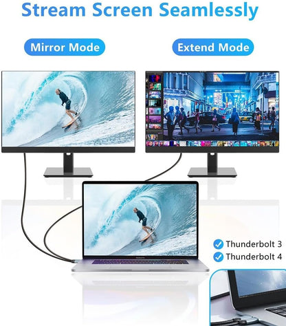 USB C to HDMI Cable [4K 60Hz 1.8M], Type C HDMI Adapter Thunderbolt 4/3, HDMI Extender Cable Compatible for iPhone 15 Pro/ProMax, MacBook Pro, Samsung S23, iPad Air 4/Pro 2021, iMac and More