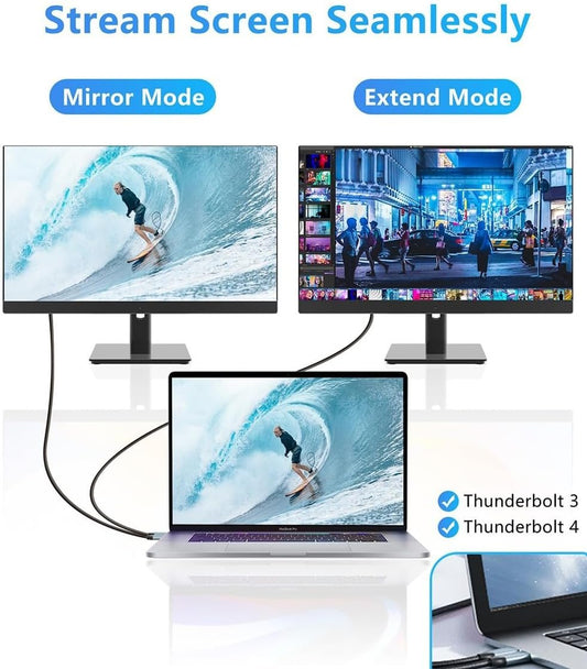 USB C to HDMI Cable [4K 60Hz 1.8M], Type C HDMI Adapter Thunderbolt 4/3, HDMI Extender Cable Compatible for iPhone 15 Pro/ProMax, MacBook Pro, Samsung S23, iPad Air 4/Pro 2021, iMac and More