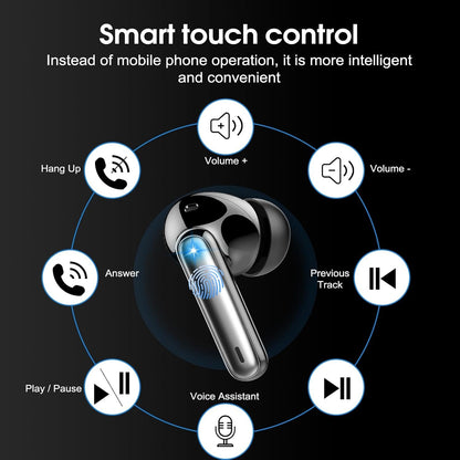 Wireless Earbuds, 2025 Bluetooth 5.3 Headphones HiFi Stereo Ear Bud, 40Hrs Playtime Bluetooth Earbuds with 4 ENC Noise Cancelling Mics, IP7 Waterproof, LED Display Wireless Earphones for Android/iOS