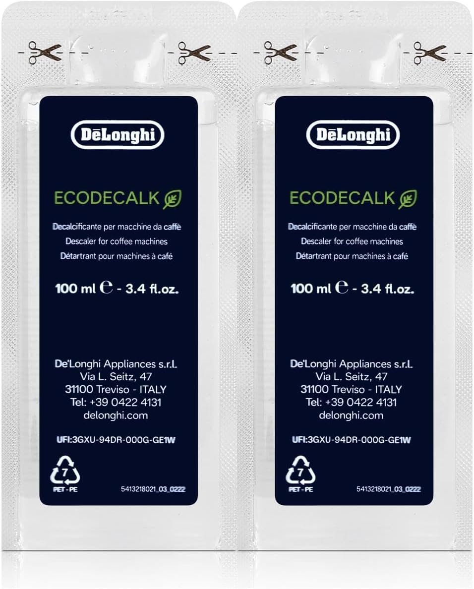 De'Longhi Eco Decalk Natural Coffee Machine Descaler (Pack of 6 x 100ml)