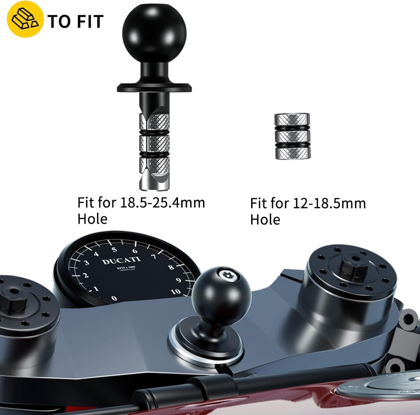 iMESTOU Waterproof Phone Holder for Motorcycle Fork Stems Anti-Theft Double Arm Socket B Aluminum Ball Base 720° Rotation for 3.5"-6.1" Smartphone (S)
