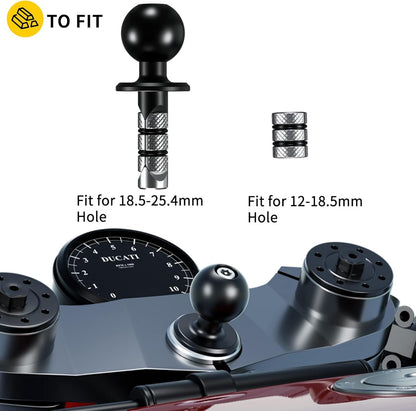 iMESTOU Waterproof Phone Holder for Motorcycle Fork Stems Anti-Theft Double Arm Socket B Aluminum Ball Base 720° Rotation for 3.5"-6.1" Smartphone (S)
