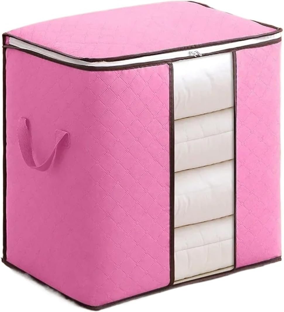 Baskets for closet organization Thickened Nonwoven Multifunctional Storage Bag Clothes Quilt Moving Packing Luggage Bag(70X50X30cm pink)