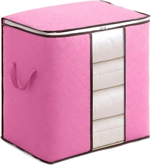 Baskets for closet organization Thickened Nonwoven Multifunctional Storage Bag Clothes Quilt Moving Packing Luggage Bag(70X50X30cm pink)