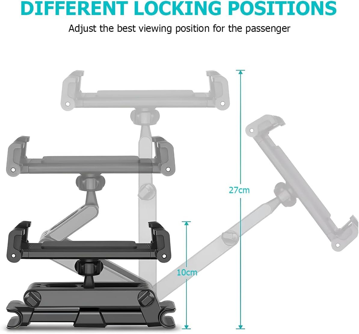 JNNJ Universal 360 Degree Rotation Adjustable Car Seat Headrest Tablet Holder for Smartphones and Tablets