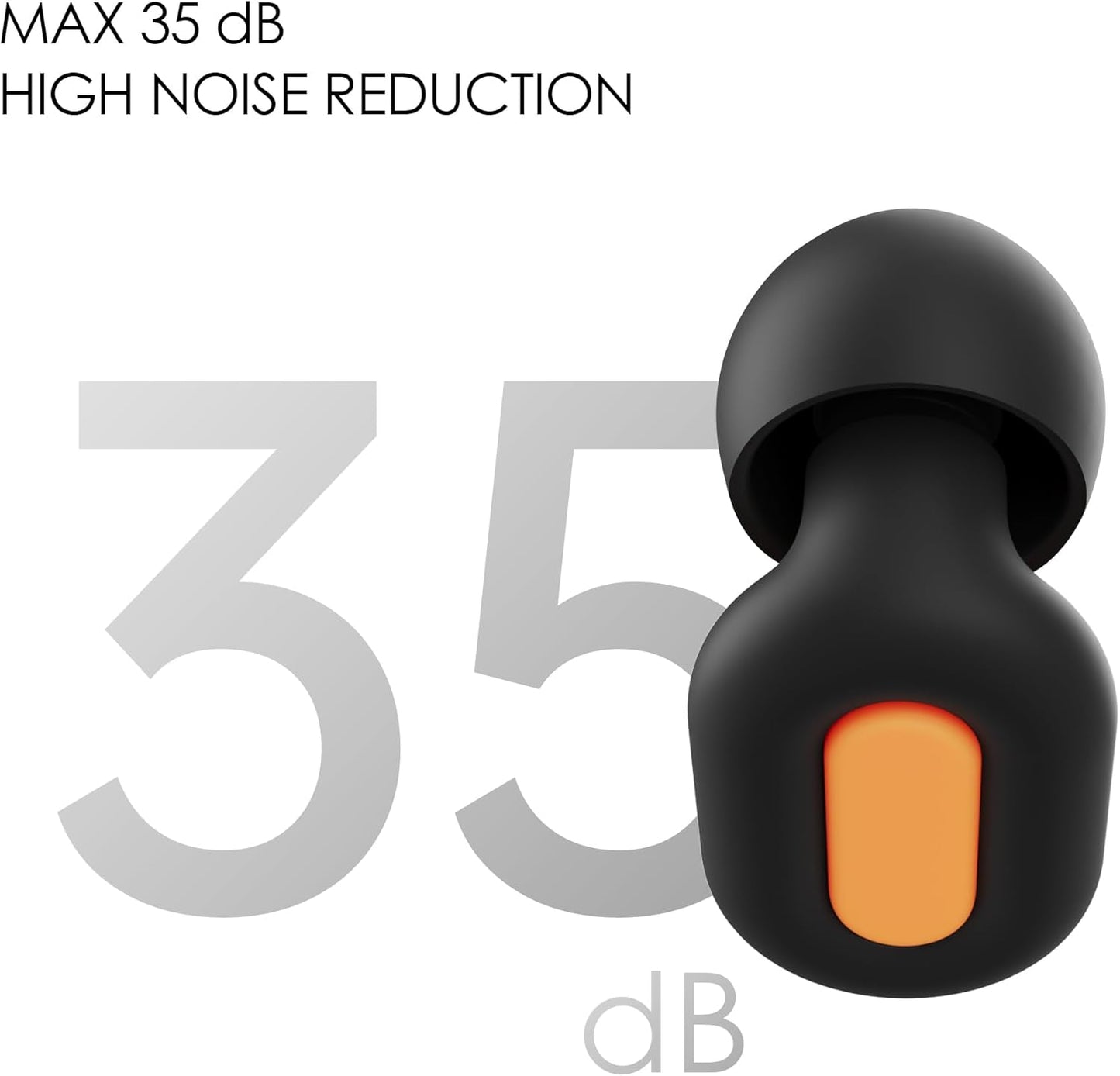 FIKISFA Ear Plugs for Sleeping - 35dB Noise Reducing, Baby-Safe Level Silicone, Custom Fit (8 Tips in XS/S/M/L) - Track-Orange Design for Sleep, Travel, Focus & Concerts