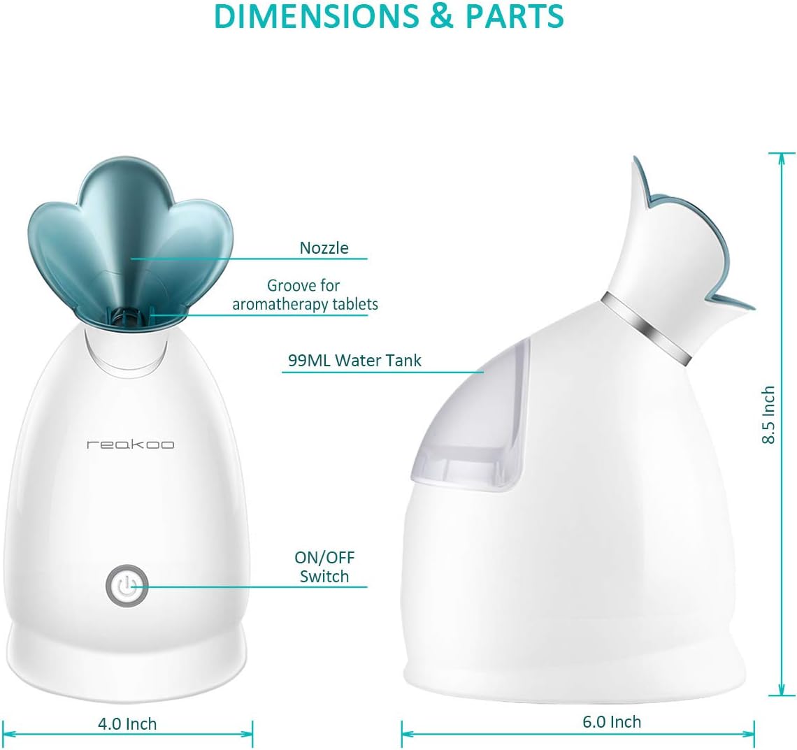 Facial Steamer Hot Mist Face Skin Moisturizing, Unclogs Pores, Warm Mist Humidifier Atomizer, Home Spa with Aromatherapy