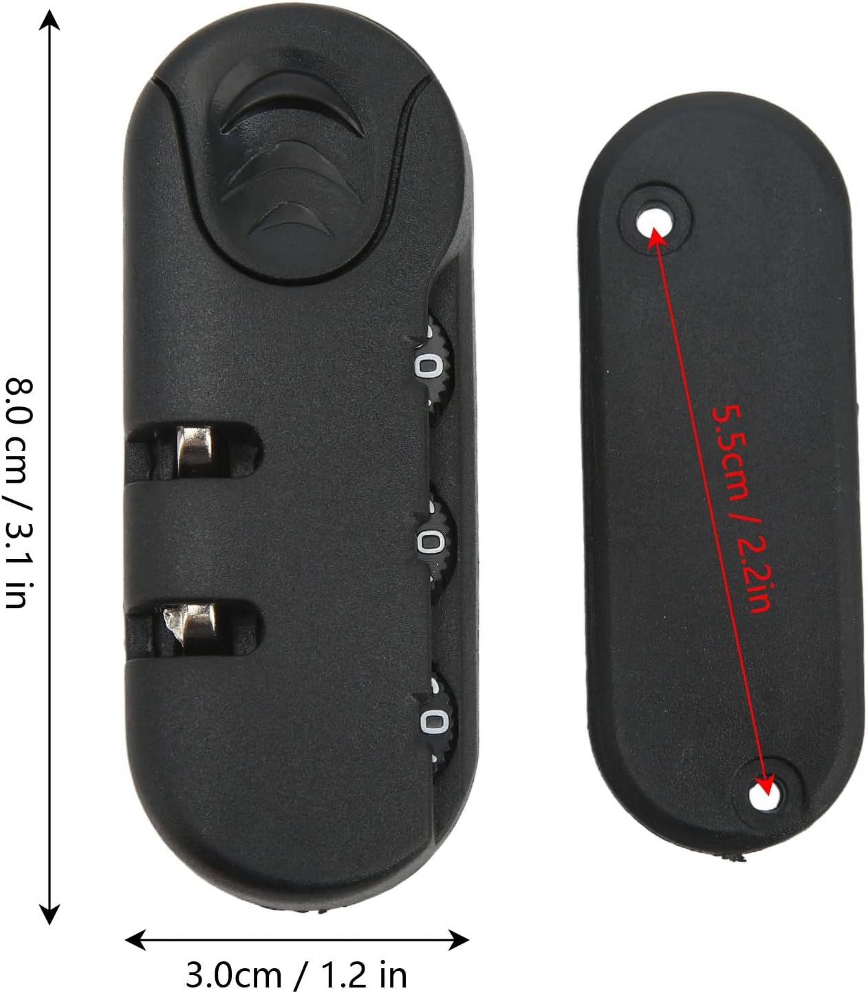 Luggage Lock 3 Digits Zinc Alloy Lock Catch Black Suitcase Security Lock Travel