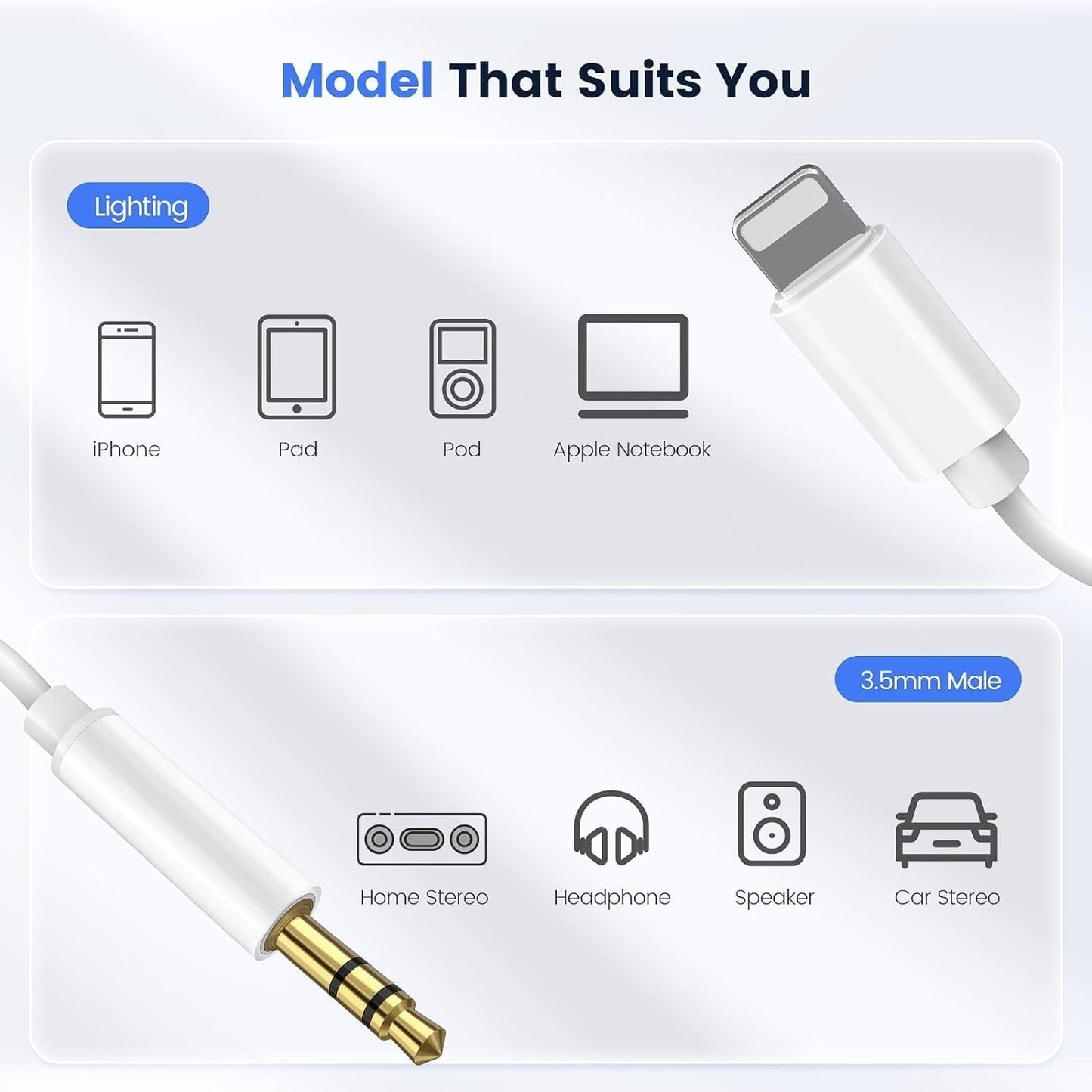 (Apple MFi Certified) iPhone AUX Cord for iPhone,Lightning to 3.5mm AUX Audio for Car Stereo Cable,Speaker,Headphone Jack Adapter Cable Compatible for iPhone 14/13/12/11/XR/X/8/7,Support All iOS-3.3ft