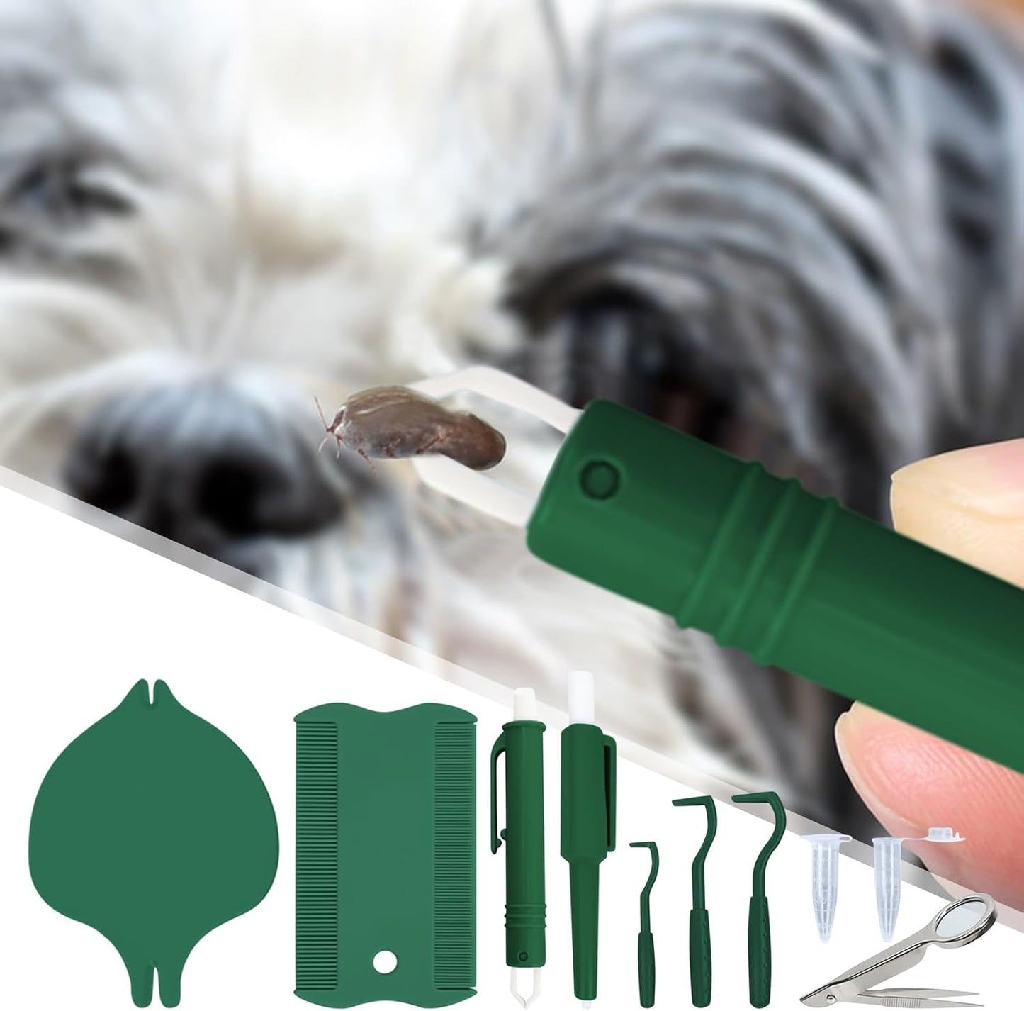 Nuytghr Pet Tick Flea Remover Kit, Ergonomic Puller Tool Set, Safe Extraction, 11x11cm Dogs Cats And Multi-Pet Homes, Gentle Grooming Aid, Solution for Removal Requirements