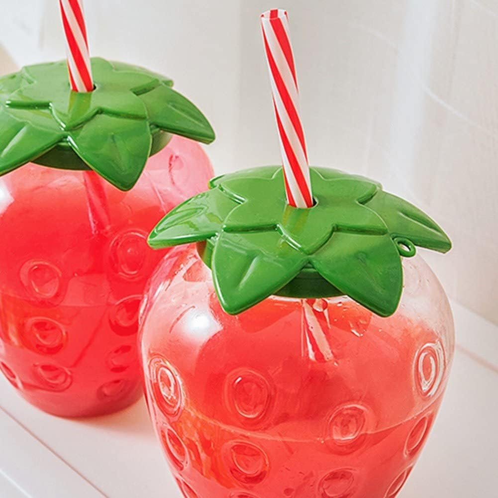Kawaii Water Bottle with Straw 17 Oz Cute Strawberry Shaped Water Bottle Drinking Cups Bottle for Girls Women