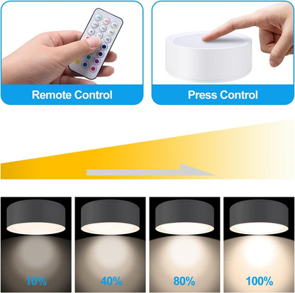 Upgrade Puck Lights with Remote and Timer, 12 Color Changing Under Counter Lights, Wireless Under Cabinet Lights Battery Powered, Dimmable Battery Operated Light, Stick On Lights