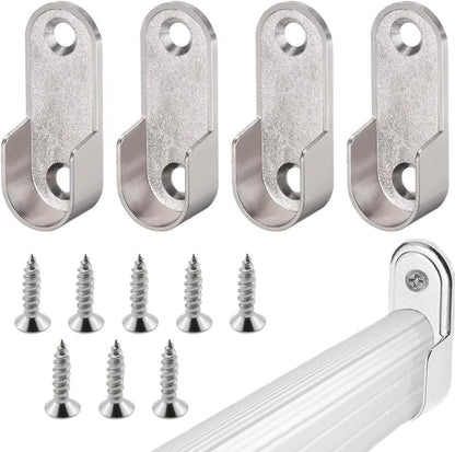 JEYORZY 4 x Wardrobe Tube Support, 16 mm Cabinet Rod Sockets, Interior Closet Accessories, for Rod End Rail for Curtains and Cabinets