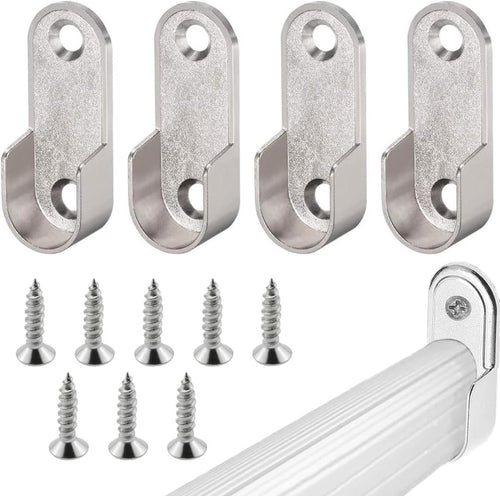 JEYORZY 4 x Wardrobe Tube Support, 16 mm Cabinet Rod Sockets, Interior Closet Accessories, for Rod End Rail for Curtains and Cabinets