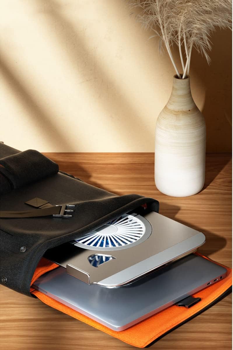 KEROLFFU Laptop Stand Fan With 360 Rotating Base, Adjustable Height Up to 10", Ergonomic Aluminum Riser Holder for 10-17 Inch Laptops/All MacBook Air