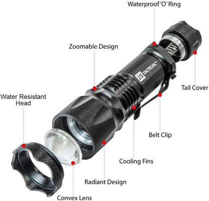 J5 Tactical - Hyper V Ultra Bright Tactical Flashlight Bright - Black