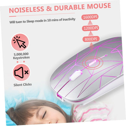 Uonlytech Upgrade Your Desk Double-Jointed Wireless Mouse Silent RGB Lighting / -c for Home/Office Use