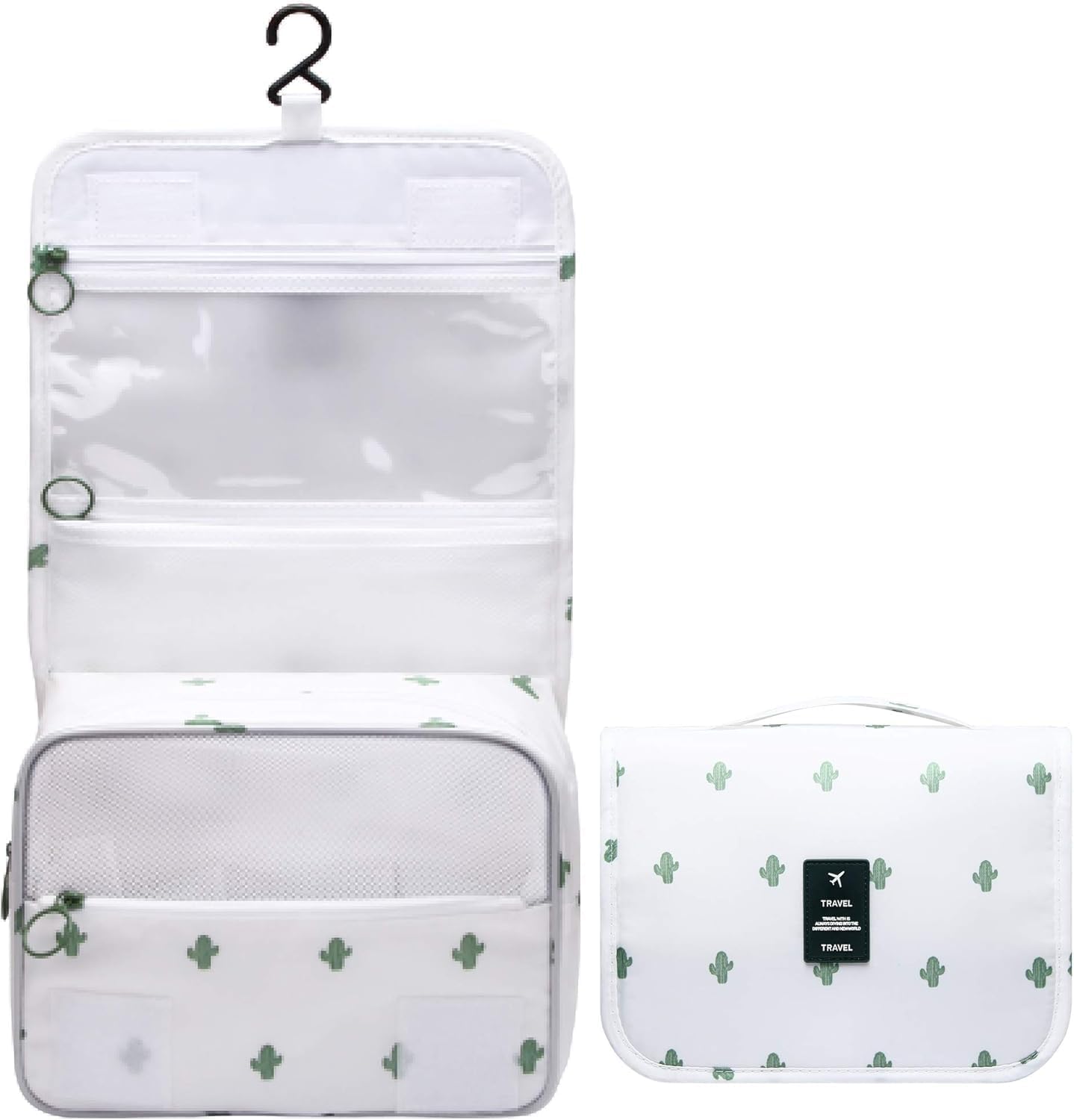Hanging Toiletry Bag for Travel Cosmetic Makeup Organzier Waterproof Bathroom Shower Bag for Women and Men Cactus (Cactus, 23 * 18.5 * 8.5CM)