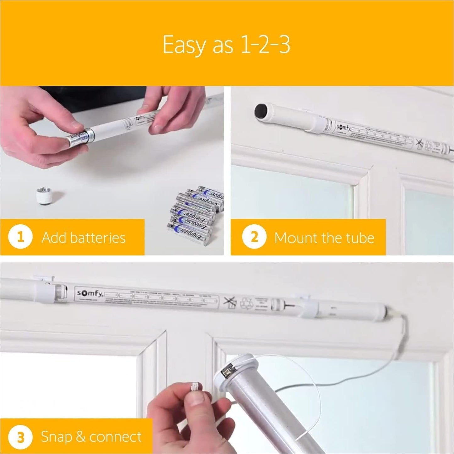 Somfy Re-loadable Battery Wand (#9014020)+ PLUS+ WALL MOUNT CLIPS (#9013263)