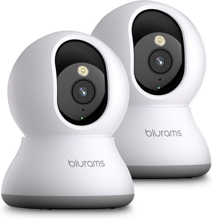 blurams Cameras for Home Security, 2K Pet Camera with Phone App, 360° PTZ Indoor Cameras, 2-Way Talk, Motion Tracking, Color/IR Night Vision, Cloud&SD, Works with Alexa (2Pack, 5GHz/2.4GHz Dual-Band)