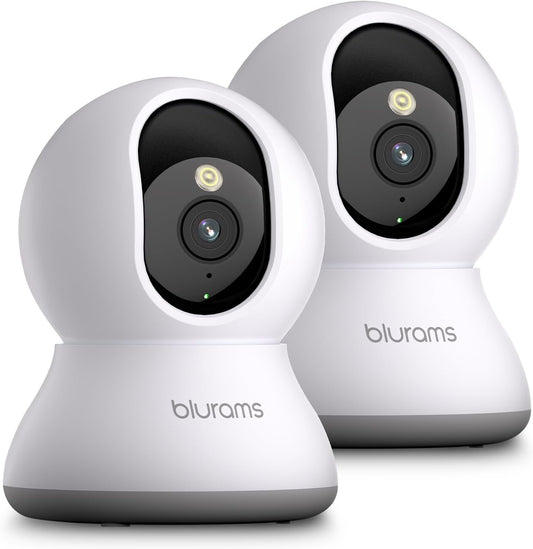 blurams Cameras for Home Security, 2K Pet Camera with Phone App, 360° PTZ Indoor Cameras, 2-Way Talk, Motion Tracking, Color/IR Night Vision, Cloud&SD, Works with Alexa (2Pack, 5GHz/2.4GHz Dual-Band)