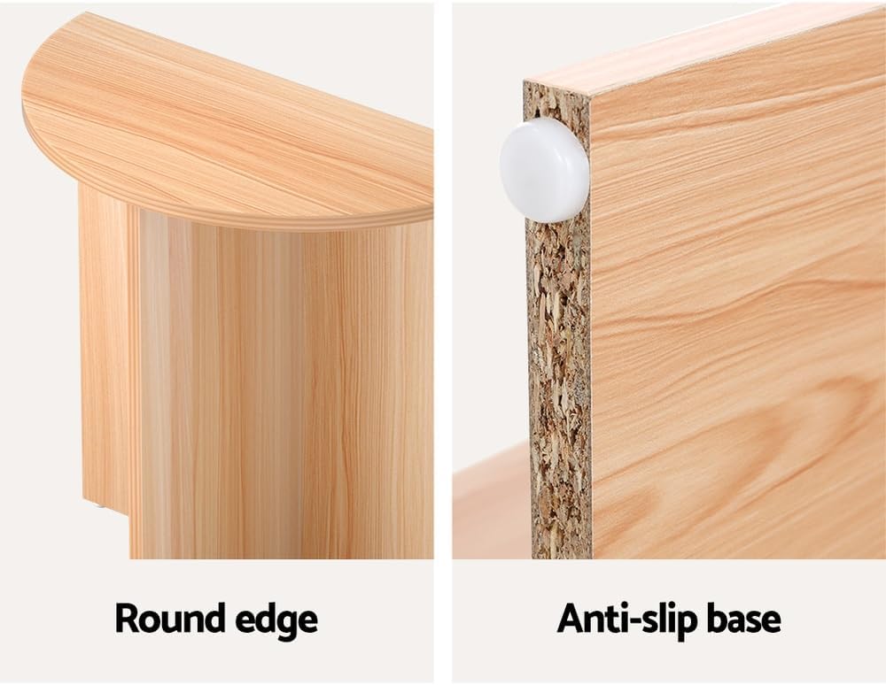 Artiss Coffee Table, Wooden Semi-Circle Side End Tables Dining Desk Storage Space Oval Particle Board Modern for Home Furniture Living Room, 15mm Thick Tabletop Safe Round Edge Pine