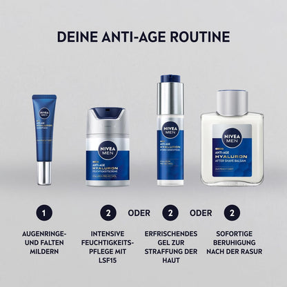NIVEA MEN Anti-Aging Hyaluronic Moisturizing Cream, Face Care with Hyaluronic Acid, Pro-Retinol and SPF 15, Face Cream for 24 Hours of Moisture and Visible Wrinkles (50ml)